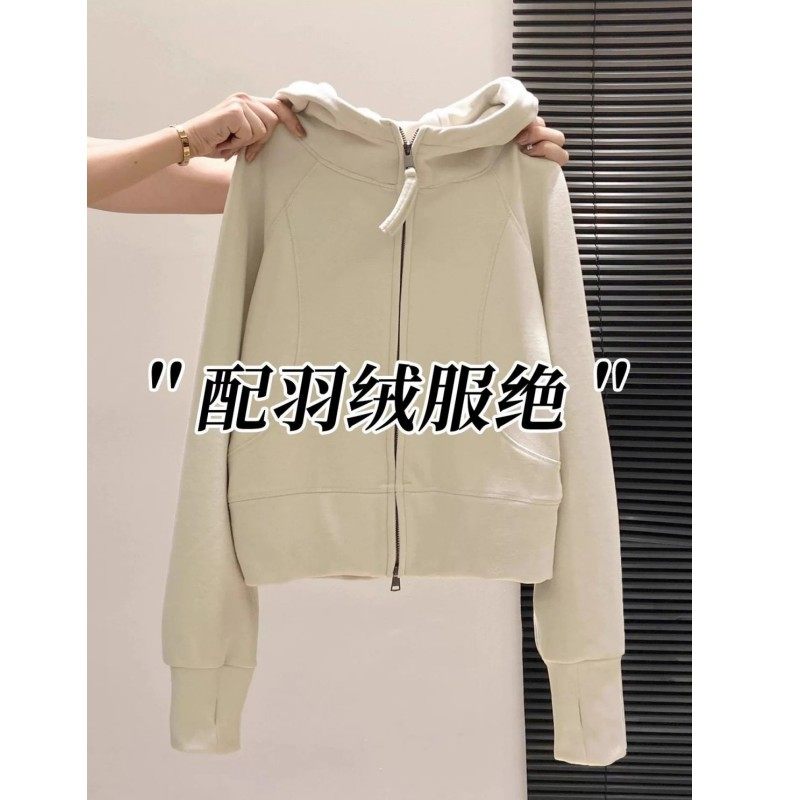 德绒连帽长袖卫衣开衫女秋冬2025新款修身加绒双拉链短款外套上衣,女装/女士精品,卫衣/绒衫,淘宝优惠券,粉丝福利购,淘宝优惠卷