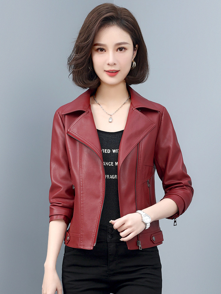 真皮皮衣女士短款修身小外套2023年春秋新款海宁绵羊皮显瘦皮夹克