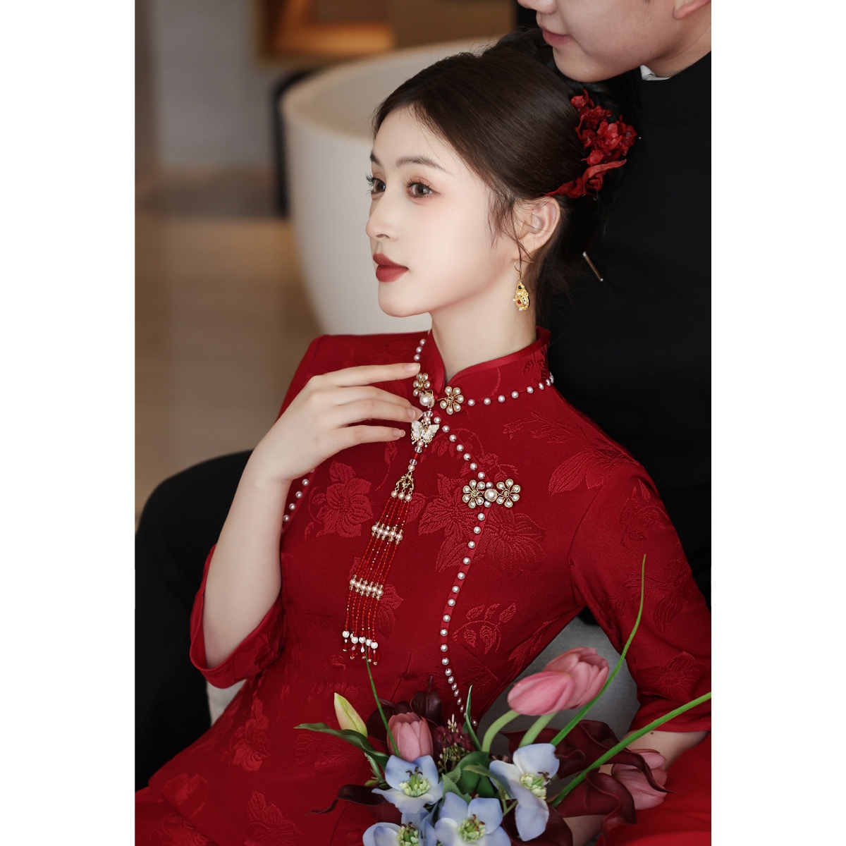 高端红色旗袍敬酒服新娘2025新款高级感新中式订婚礼服晨袍女当天