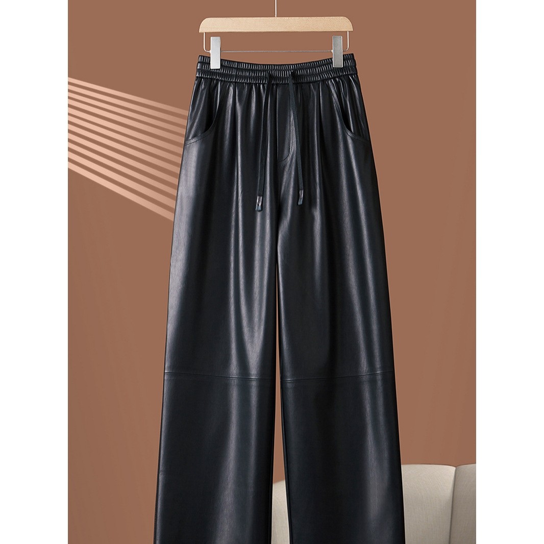 秋冬镰刀裤绵羊皮阔腿皮裤女高腰显瘦垂顺显高时尚休闲裤高级感气,女装/女士精品,皮衣,淘宝优惠券,粉丝福利购,淘宝优惠卷