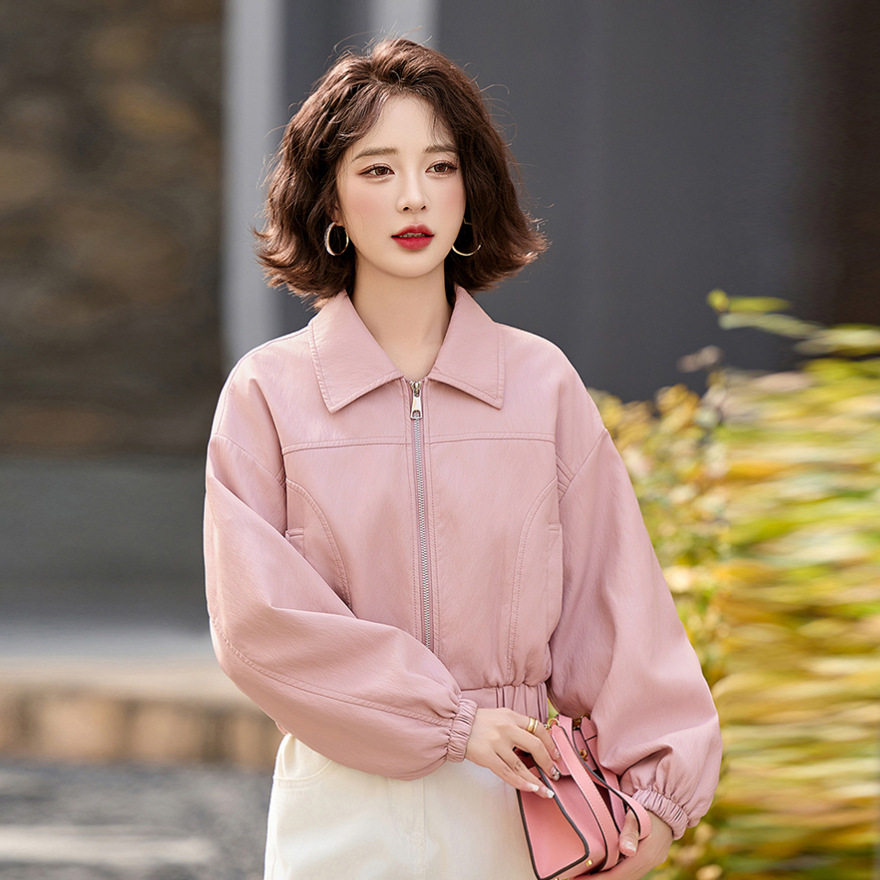 皮衣女超短款2025春秋新款时尚洋气百搭小个子机车服PU皮夹克外套