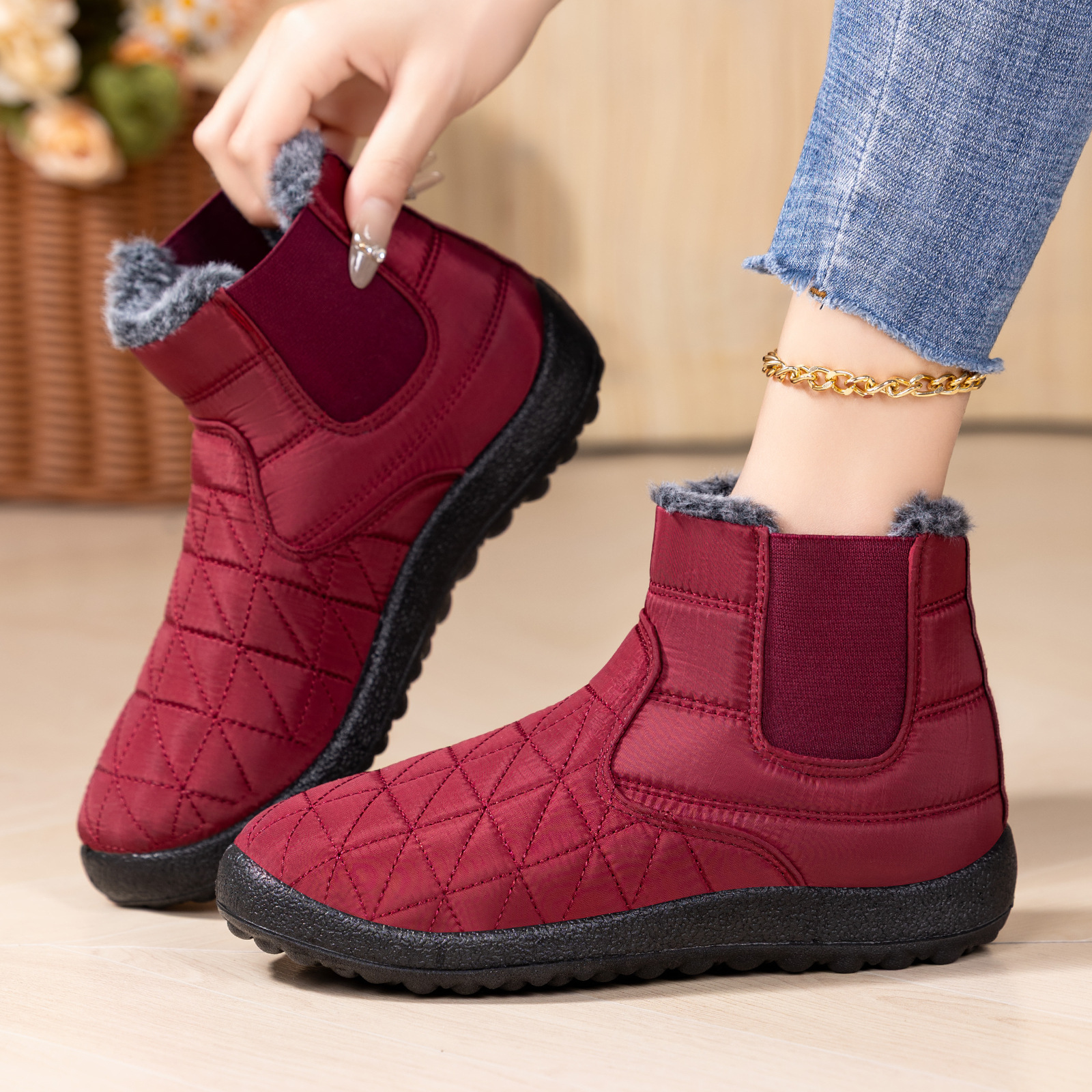 女鞋秋冬雪地靴跨境TEMU代发棉鞋女冬外穿加绒鞋防寒保暖冬季鞋