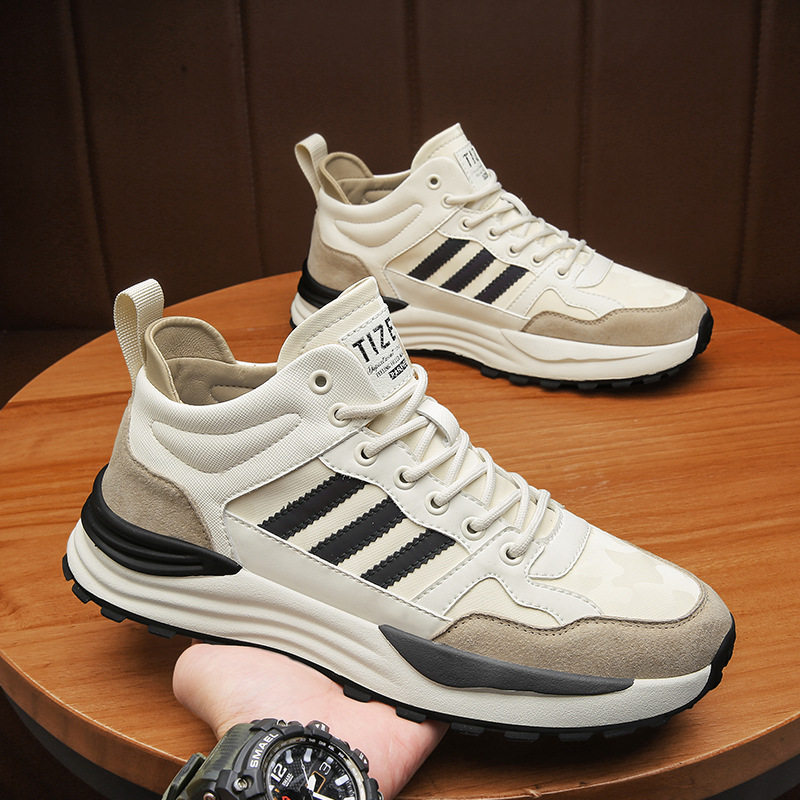 秋冬时尚男鞋真皮厚底运动鞋高帮百搭拼色休闲潮鞋青年韩版阿甘鞋,流行男鞋,单鞋,淘宝优惠券,粉丝福利购,淘宝优惠卷