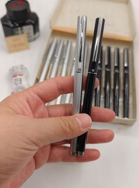 英雄369老式铱金笔金属细杆瓜子尖胶皮挤捏吸墨学生日用练字钢笔