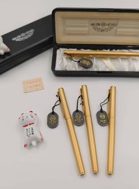 英雄170金笔12k金尖全镀金金属笔杆带盒老英雄钢笔送礼收藏老库存