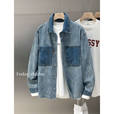 男生INS复古百搭深撞色口袋水牛仔外套  J25037