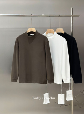 制著男装秋冬简约轻奢高级感净色中领打底T恤  M25926