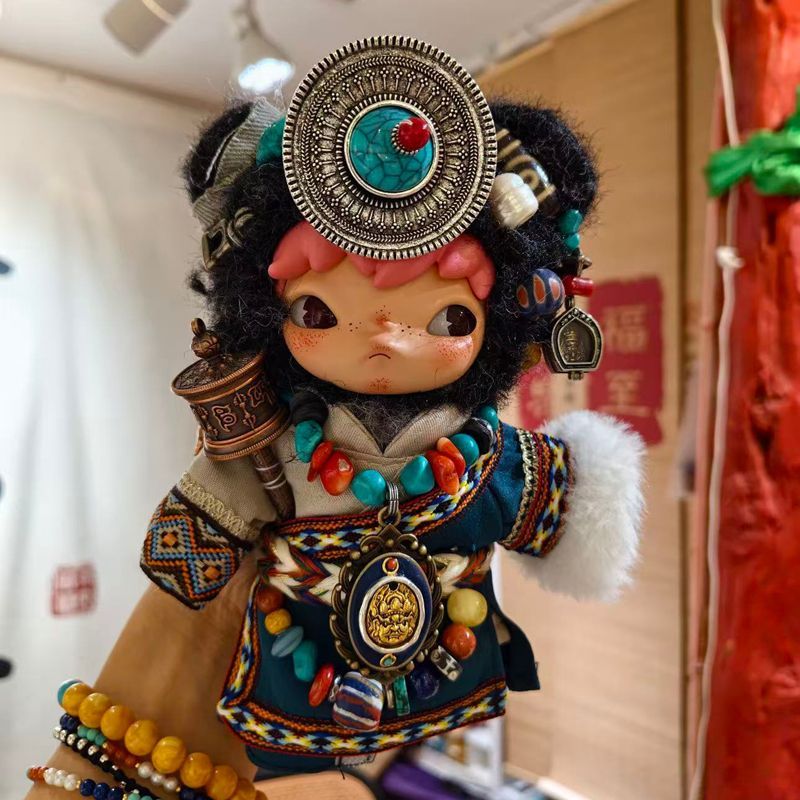 民族风藏服适用于拉布布娃衣17cm搪胶玩偶毛绒挂件卓玛藏族娃衣服