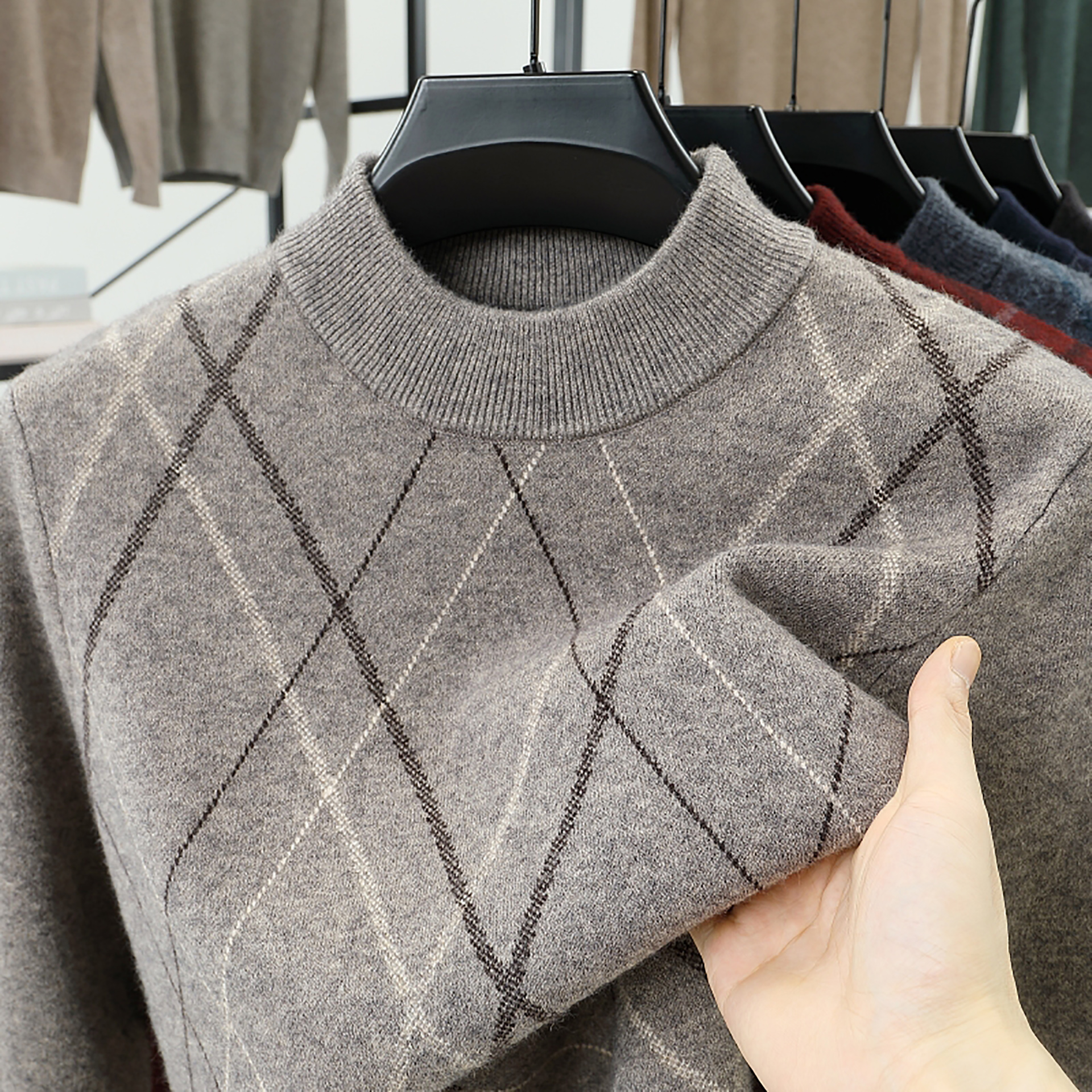 特大号100%羊绒衫男宽松加厚毛衣