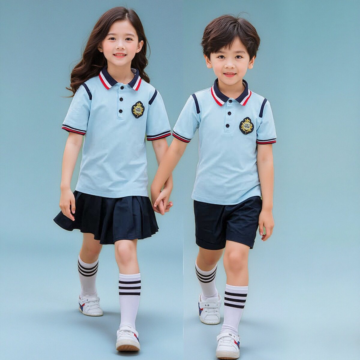小学生校服蓝色套装幼儿园园服夏季短袖运动班服毕业照六一表演服