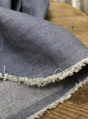 牛仔纯亚麻服装面料双面色特价
