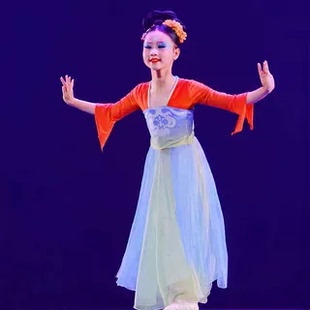 桃夭春颂儿童古典舞演出服女童纱衣练功服百舞惊鸿采薇古风表演服