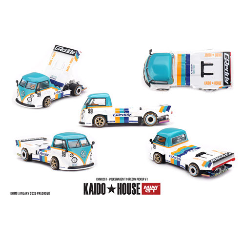 Kaido House 1:64 大众Volkswagen T1 GReddy 皮卡 99号 汽车模型