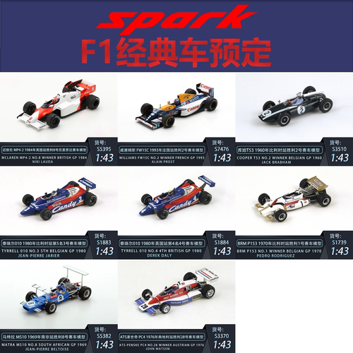 威廉姆斯 普罗斯特FW15C 迈凯伦MP4-2 劳达 F1赛车模型-Spark 43