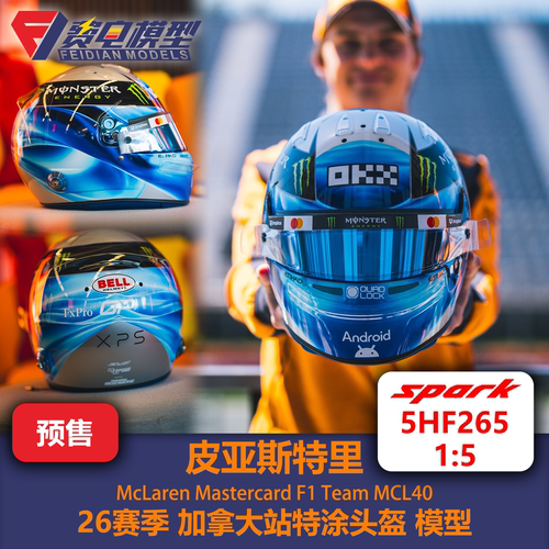 皮亚斯特里 迈凯伦 加拿大站特涂 F1头盔模型 spark 1/5 5HF265