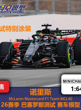 诺里斯 迈凯伦 MCL40 测试特涂 F1合金赛车模型 迷你切 1/64