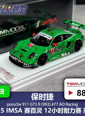 TSM 1:43 #883 保时捷911GT3R AO Racing 绿恐龙 树脂汽车模型