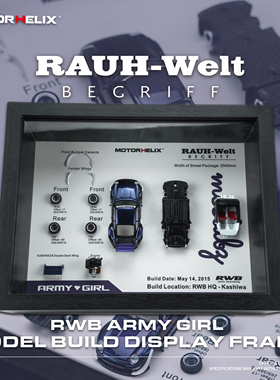 MH 1:64 保时捷 RWB 964 Army Girl 展示框 汽车模型 Motorhelix