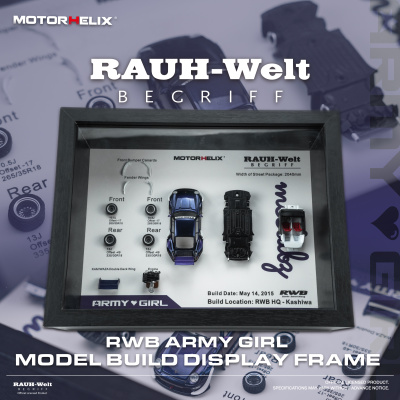 MH 1:64 保时捷 RWB 964 Army Girl 展示框 汽车模型 Motorhelix