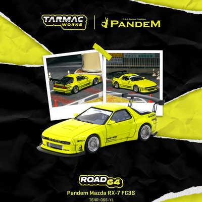 TW 1:64 Pandem 马自达 RX7 FC3S 黄色 合金汽车模型