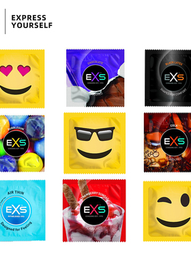 英国进口EXS散装延迟风味乳胶男用避孕套安全套54超薄加粗加长69