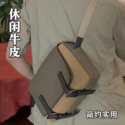 单肩斜挎邮差中型欧美休闲牛皮