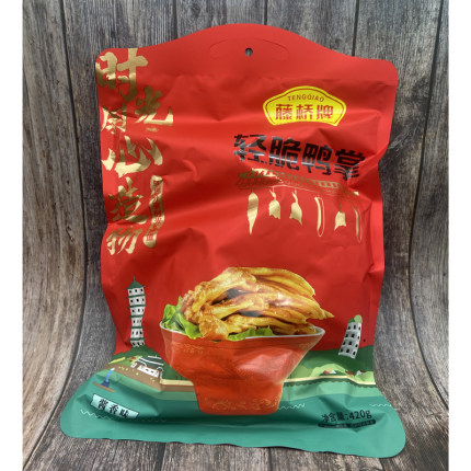 温州特产藤桥鸭掌420克酱香香辣味开袋即食温州卤味零食