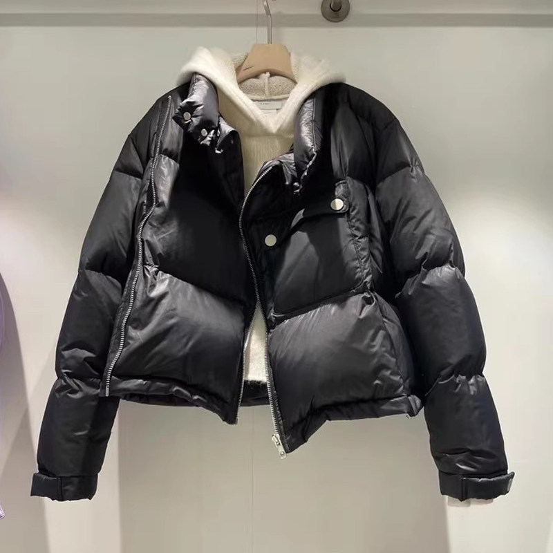 反季清仓冬季新款韩版宽松加厚保暖短款面包服白鸭绒羽绒服外套女