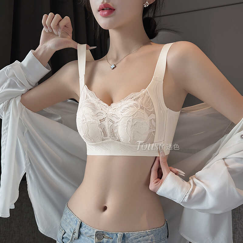 内衣女薄款大胸显小缩胸收副乳防下垂夏季超薄大码全罩兔耳杯文胸