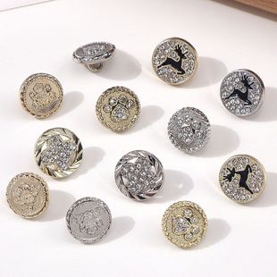 金屬圓形高端帶鉆紐扣小香風(fēng)雪紡連衣裙開衫 襯衫 裝 飾小號(hào)扣子 短袖