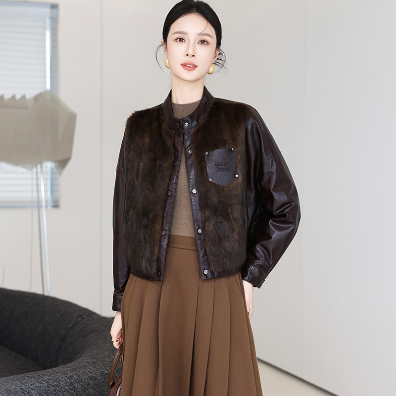 海宁真皮鹅绒服皮衣女绵羊皮外套