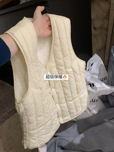叠穿yyds！冬日复古百搭ins毛绒棉保暖背心马夹内搭韩系保暖外穿L