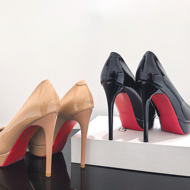 裸色防水台高跟鞋2026春季新款不累脚细跟绝美性感尖头红底单鞋女