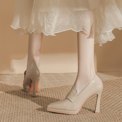 尖头超高跟鞋防水台走秀粗跟单鞋