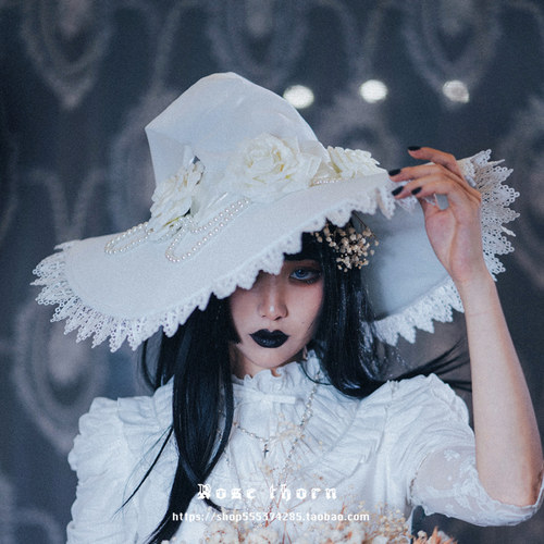 原创坦尼克玫瑰珍珠万圣节魔女帽