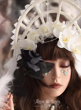 *鸟笼BNT* 白色版 镂空KC波奈特发箍 lolita圣母环  花嫁头冠头饰