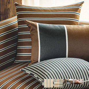 Romo英国原装 进口面料Arbury现代简约条纹图案亚麻棉沙发家具垫