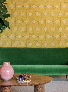法国原装进口elitis壁纸Courbes现代复古风格几何图案沙发背景墙
