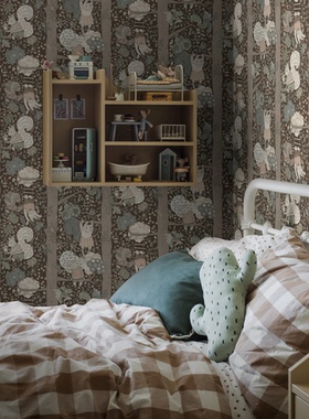 瑞典原装进口borastapeter墙纸现代北欧森林松鼠儿童房背景墙壁纸