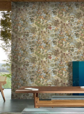 意大利进口蓝色情人壁纸BM29043 29047复古热带植物墙纸Blumarine