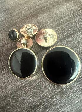 高档树脂黑胶纽扣大衣扣子袖扣毛呢风衣小扣子西装外套圆形装饰扣