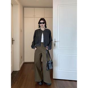 灰色短款连帽卫衣外套女秋冬2026新款加绒加厚小个子收腰开衫上衣