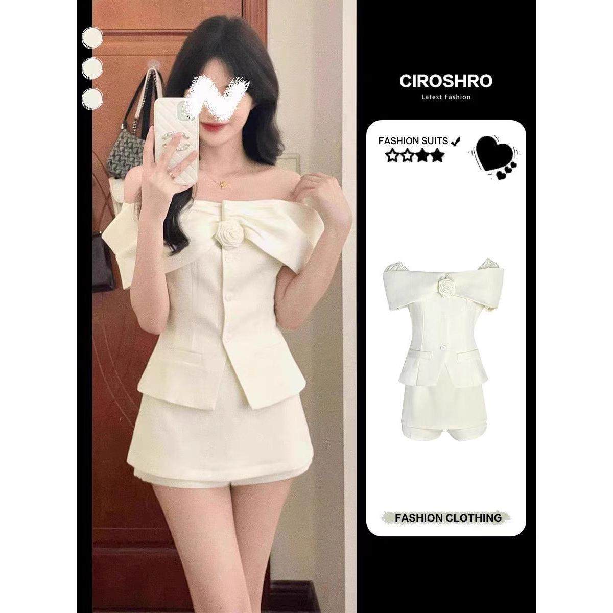 松栗奶油同款奶白一字肩小香风套装女单排扣上衣高腰外套短裤,女装/女士精品,连衣裙,淘宝优惠券,粉丝福利购,淘宝优惠卷