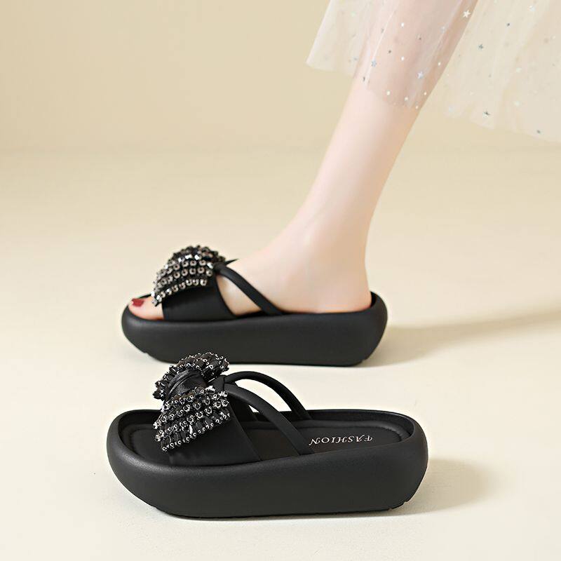 鞋坡跟拖鞋女新款厚底一字拖夏季外穿轻便软底妈妈凉拖鞋