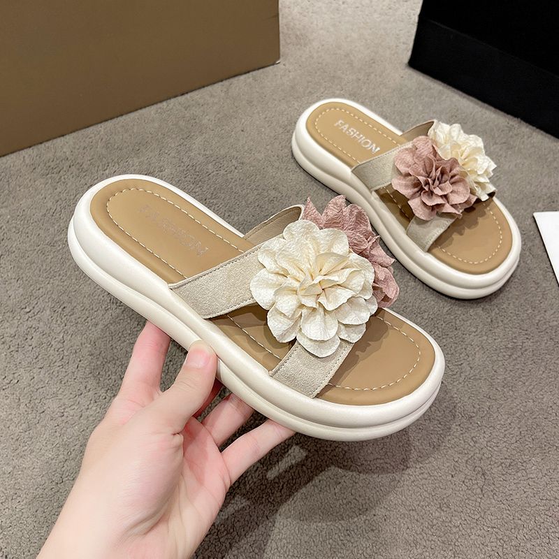 一字凉女拖鞋夏季室穿度假厚底休闲舒适女网红时尚可爱凉拖鞋