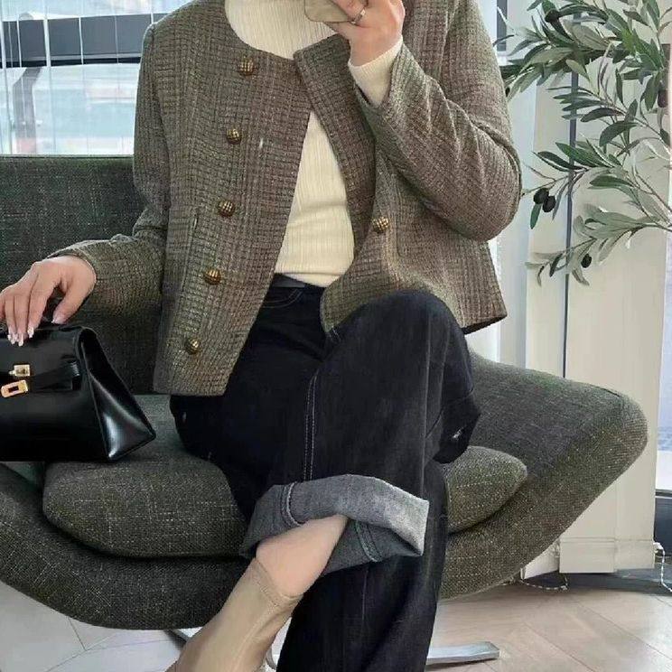 小香风粗花呢外套小个子春秋装2026年新款女复古法式短款上衣百搭,女装/女士精品,短外套,淘宝优惠券,粉丝福利购,淘宝优惠卷