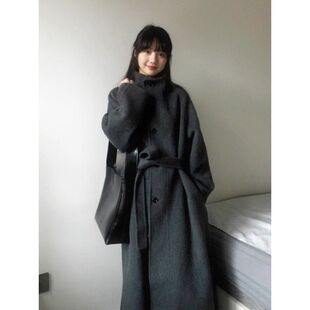 灰色高级感呢子大衣女2025年秋冬季新款毛呢外套小个子韩系中长款