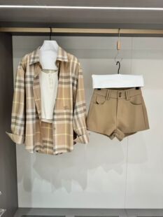 三件套女 套装 十三行2026春秋韩系简约背心撞色格子衬衫 高腰短裤