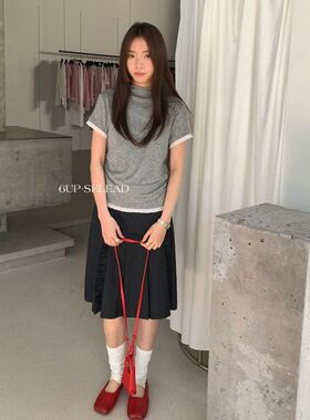 6UP 2026春韩系假两件半领T恤天丝短袖广州13行新款百搭极简60116