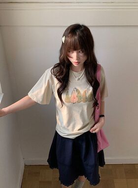 you think 十三行 2026春季新款韩系圆领宽松百搭短袖T恤女31487